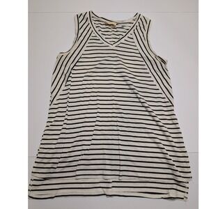 Ninexis Womens Striped V-Neck Sleeveless Tank Top Black White Small GT1358